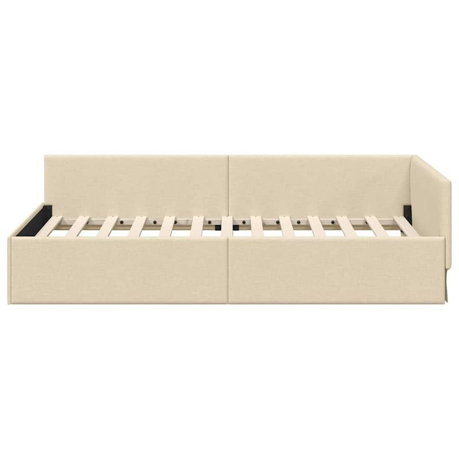 Hoekbedframe met hoofdeinde Crème 80 cm x 200 cm Fluweel