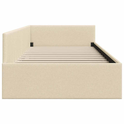 Hoekbedframe met hoofdeinde Crème 80 cm x 200 cm Fluweel