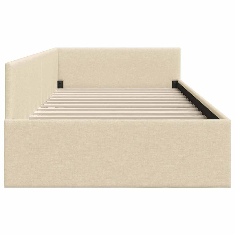 Hoekbedframe met hoofdeinde Crème 80 cm x 200 cm Fluweel