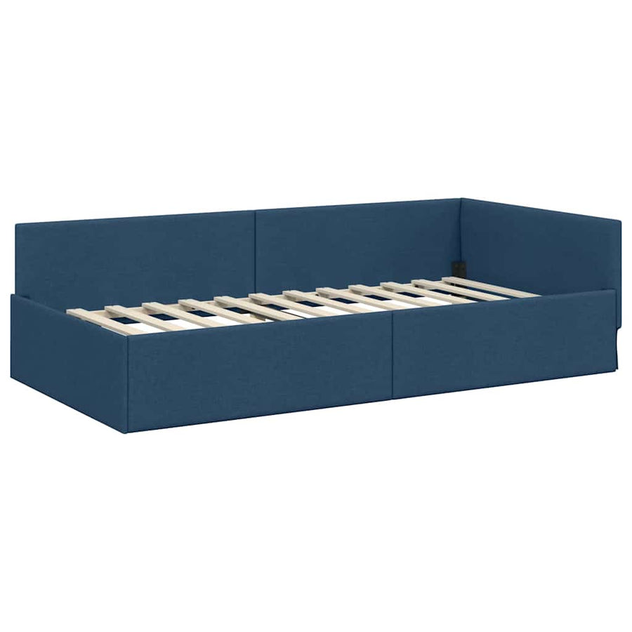 Hoekbedframe met hoofdeinde Blauw 80 cm x 200 cm Fluweel