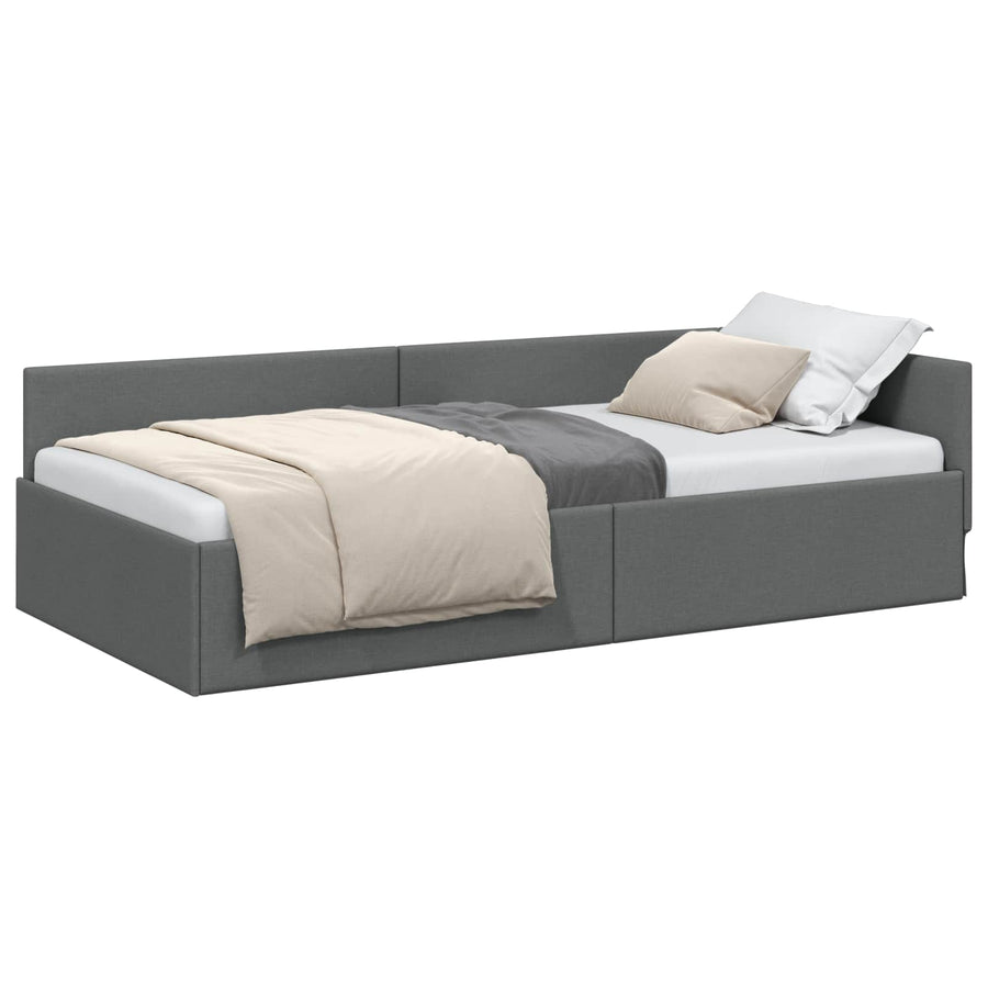 Hoekbedframe met hoofdeinde Donkergrijs 90 cm x 190 cm Fluweel