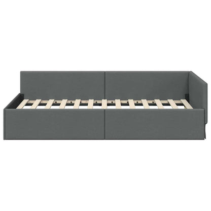 Hoekbedframe met hoofdeinde Donkergrijs 90 cm x 190 cm Fluweel