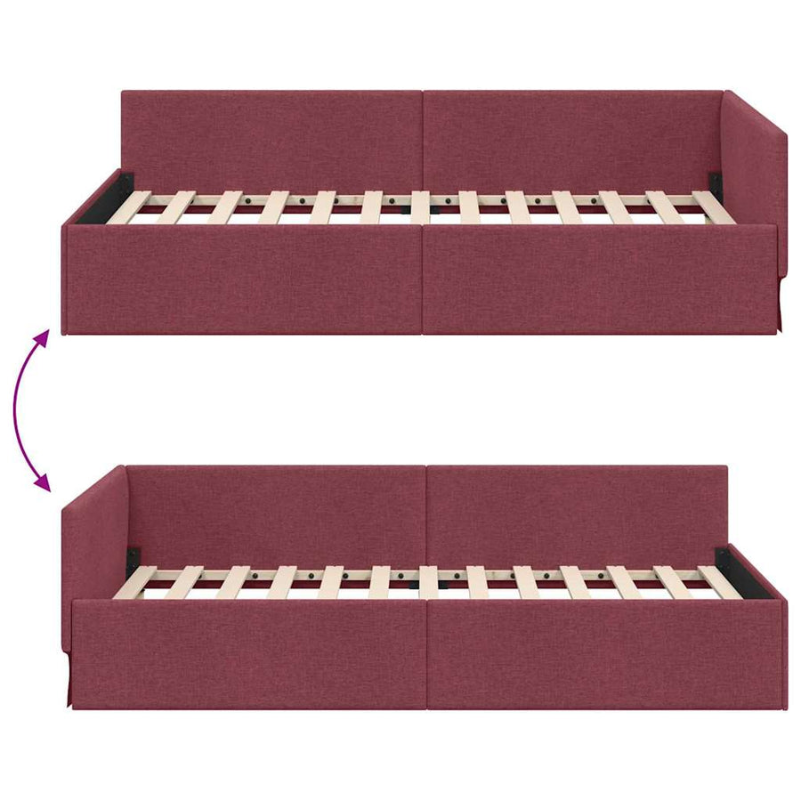Hoekbedframe met hoofdeinde Wijnrood 90 cm x 190 cm Fluweel