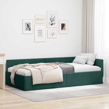 Hoekbedframe met hoofdeinde Donkergroen 90 cm x 190 cm Fluweel