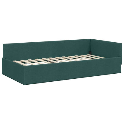 Hoekbedframe met hoofdeinde Donkergroen 90 cm x 190 cm Fluweel