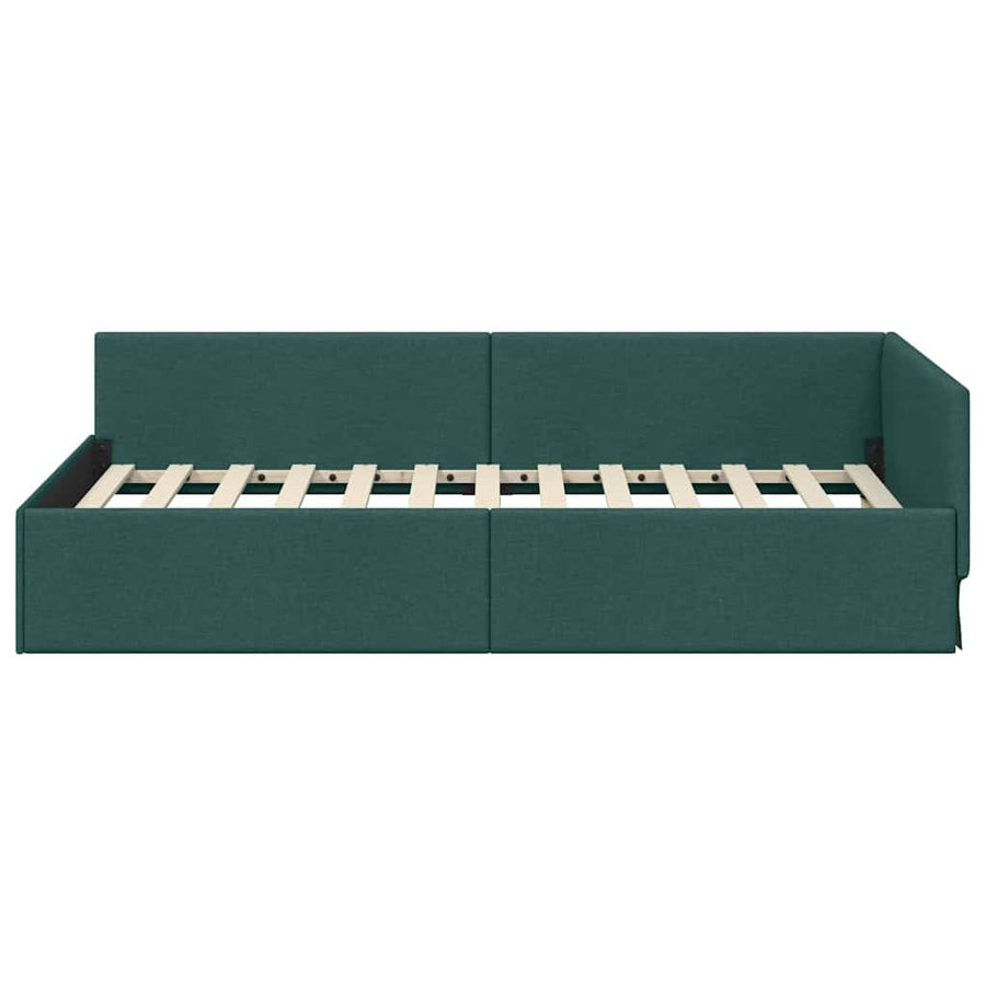 Hoekbedframe met hoofdeinde Donkergroen 90 cm x 190 cm Fluweel
