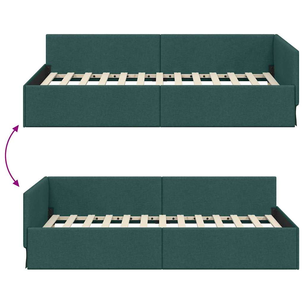 Hoekbedframe met hoofdeinde Donkergroen 90 cm x 190 cm Fluweel