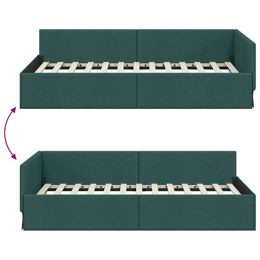 Hoekbedframe met hoofdeinde Donkergroen 90 cm x 190 cm Fluweel