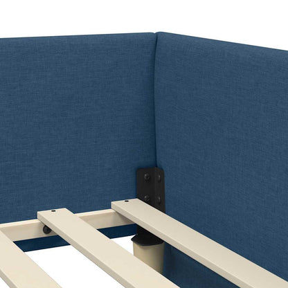 Hoekbedframe met hoofdeinde Blauw 90 cm x 190 cm Fluweel