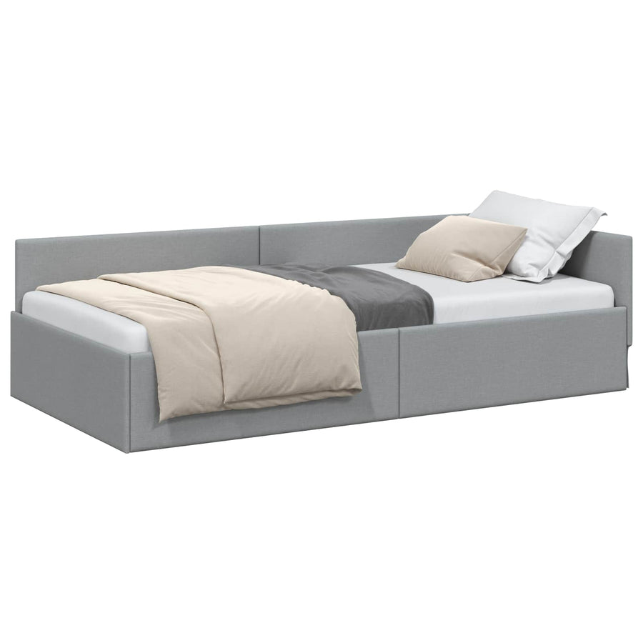 Hoekbedframe met hoofdeinde Lichtgrijs 90 cm x 200 cm Fluweel