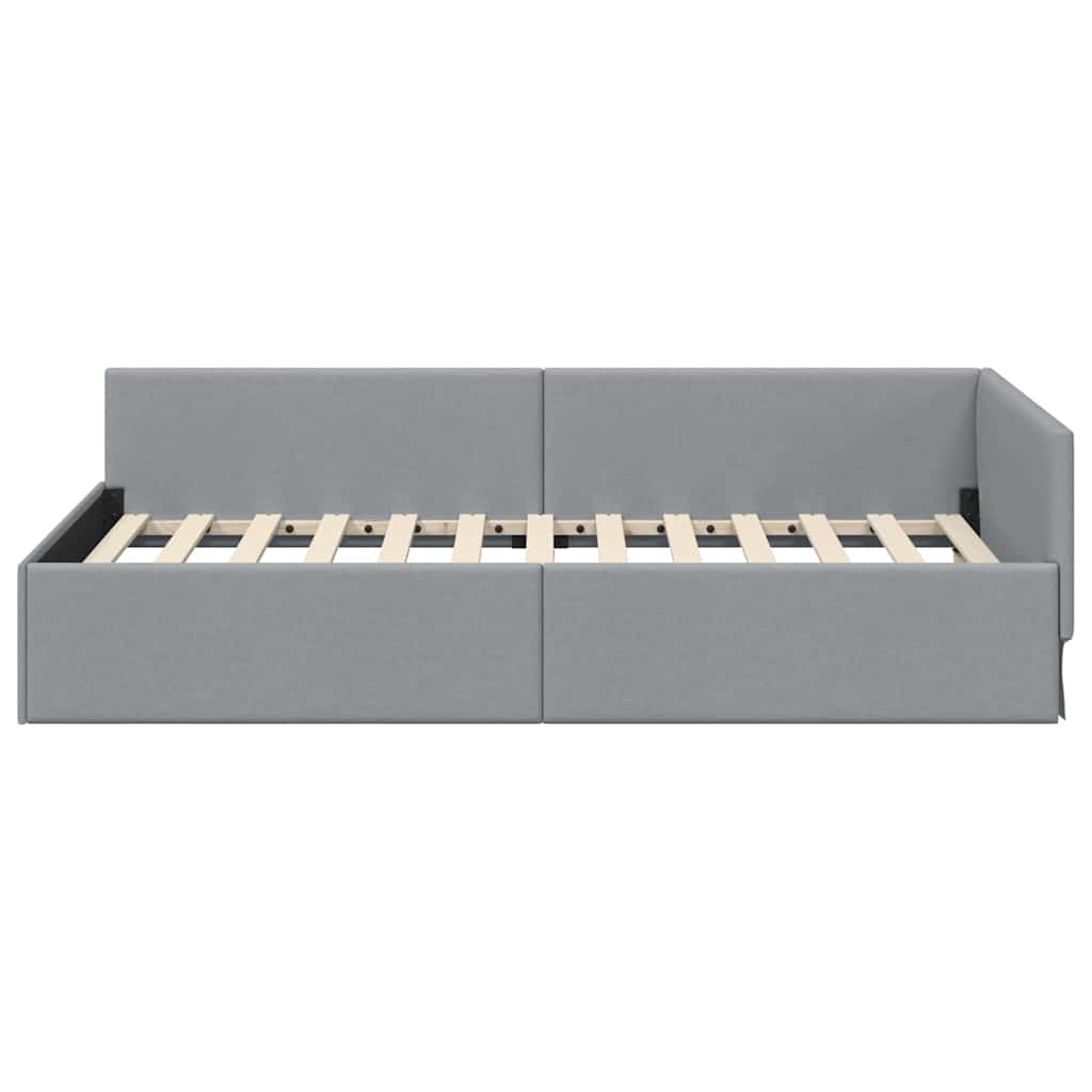 Hoekbedframe met hoofdeinde Lichtgrijs 90 cm x 200 cm Fluweel