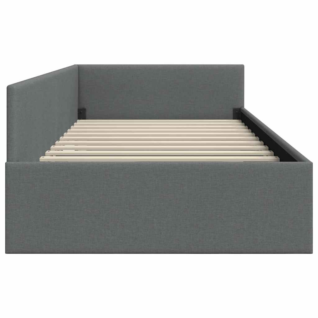 Hoekbedframe met hoofdeinde Donkergrijs 90 cm x 200 cm Fluweel