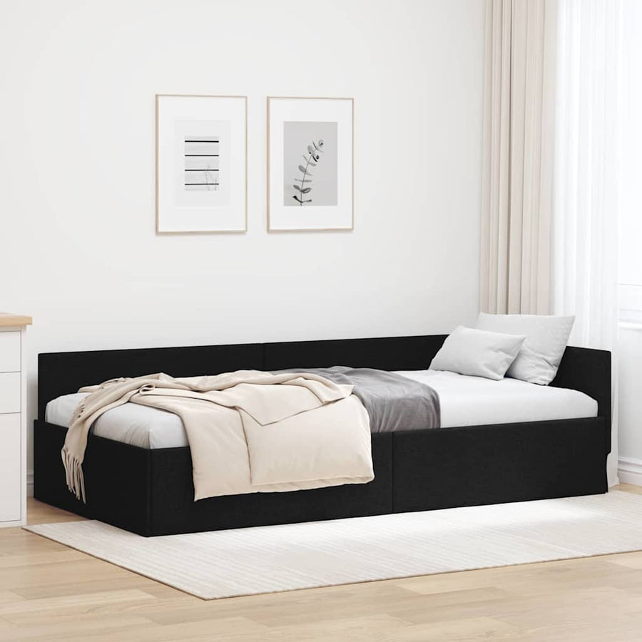 Hoekbedframe met hoofdeinde Zwart 90 cm x 200 cm Fluweel
