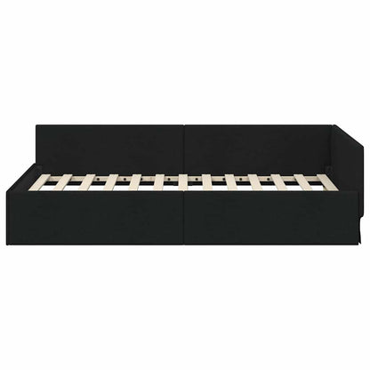 Hoekbedframe met hoofdeinde Zwart 90 cm x 200 cm Fluweel
