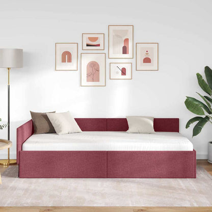 Hoekbedframe met hoofdeinde Wijnrood 90 cm x 200 cm Fluweel