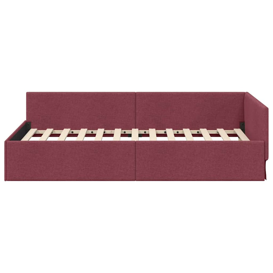 Hoekbedframe met hoofdeinde Wijnrood 90 cm x 200 cm Fluweel