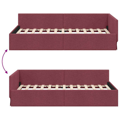 Hoekbedframe met hoofdeinde Wijnrood 90 cm x 200 cm Fluweel