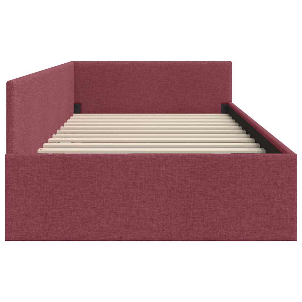 Hoekbedframe met hoofdeinde Wijnrood 90 cm x 200 cm Fluweel
