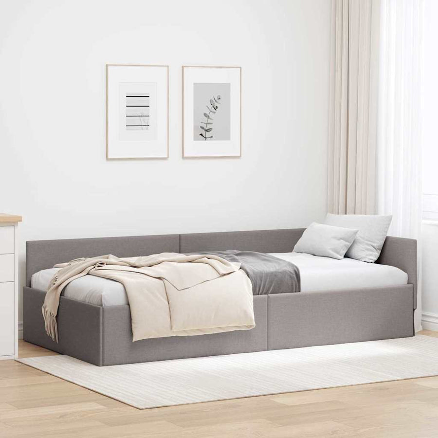 Hoekbedframe met hoofdeinde Taupe 90 cm x 200 cm Fluweel