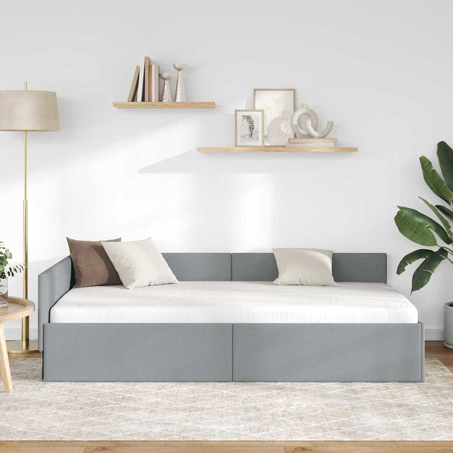 Hoekbedframe met hoofdeinde Lichtgrijs 100 cm x 200 cm Fluweel