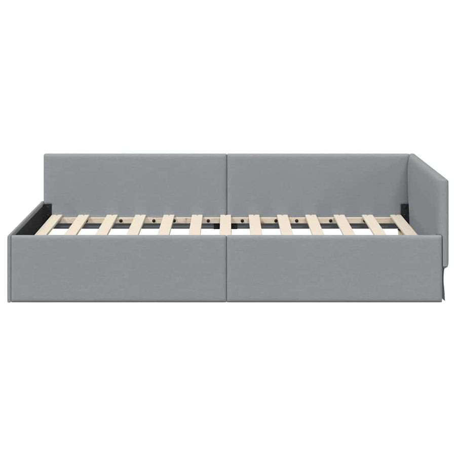 Hoekbedframe met hoofdeinde Lichtgrijs 100 cm x 200 cm Fluweel
