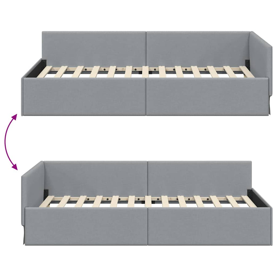 Hoekbedframe met hoofdeinde Lichtgrijs 100 cm x 200 cm Fluweel