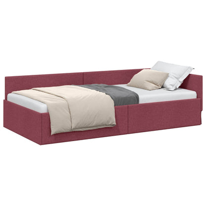 Hoekbedframe met hoofdeinde Wijnrood 100 cm x 200 cm Fluweel