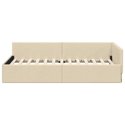 Hoekbedframe met hoofdeinde Crème 100 cm x 200 cm Fluweel