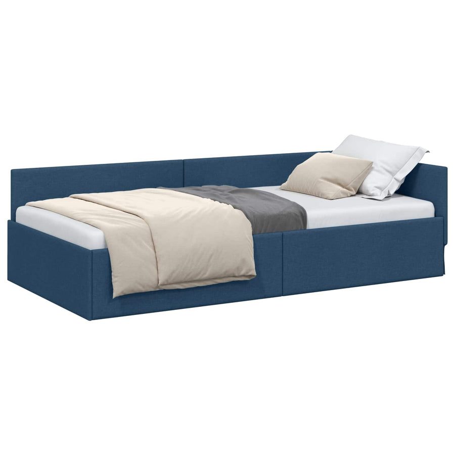 Hoekbedframe met hoofdeinde Blauw 100 cm x 200 cm Fluweel