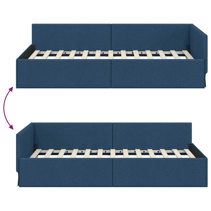 Hoekbedframe met hoofdeinde Blauw 100 cm x 200 cm Fluweel