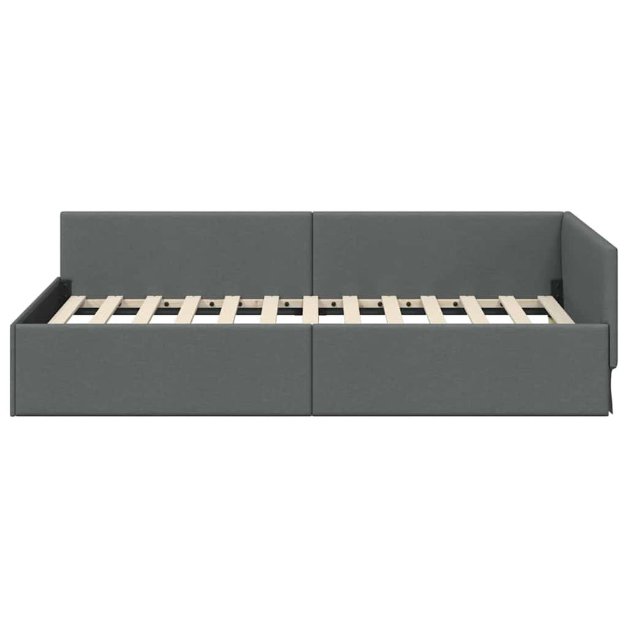 Hoekbedframe Donkergrijs 100 x 203 cm Stof