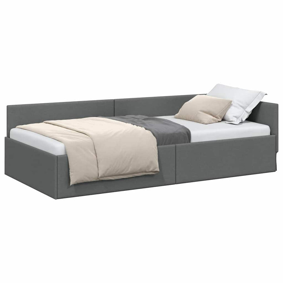 Hoekbedframe Donkergrijs 100 x 203 cm Stof