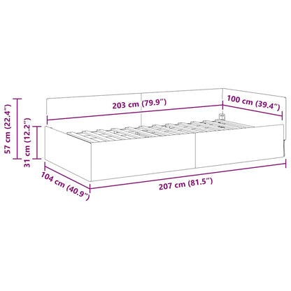 Hoekbedframe Donkergrijs 100 x 203 cm Stof