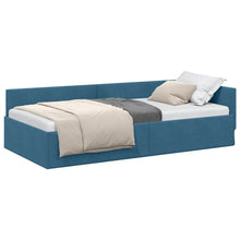 Hoekbedframe Blauw 80 cm x 200 cm Polyester en multiplex