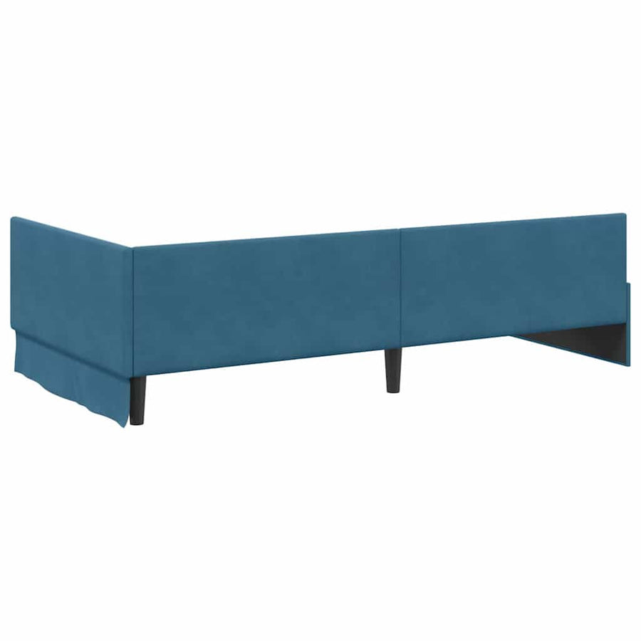 Hoekbedframe Blauw 80 cm x 200 cm Polyester en multiplex