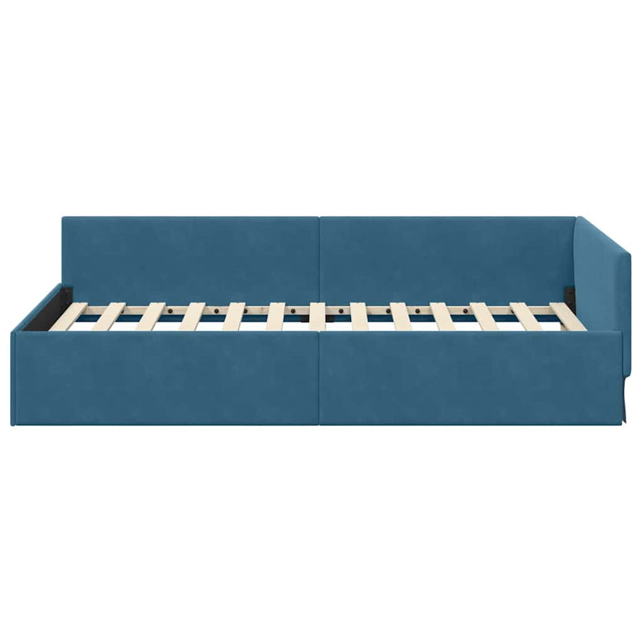 Hoekbedframe Blauw 80 cm x 200 cm Polyester en multiplex