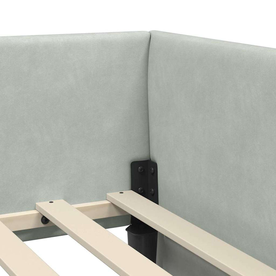 Hoekbedframe Lichtgrijs 80 cm x 200 cm Polyester en multiplex