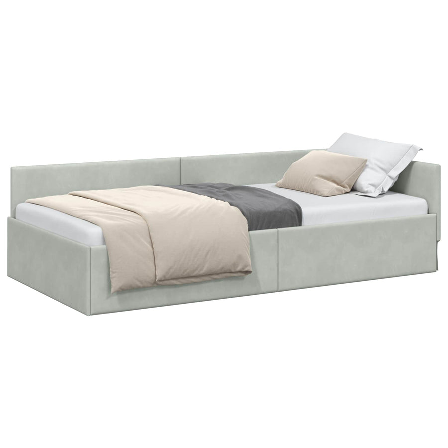 Hoekbedframe Lichtgrijs 80 cm x 200 cm Polyester en multiplex