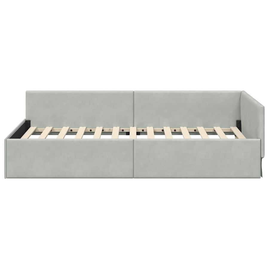 Hoekbedframe Lichtgrijs 80 cm x 200 cm Polyester en multiplex