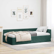 Hoekbedframe 80x200 cm donkergroen fluweel