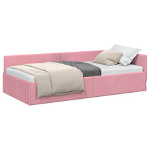 Hoekbedframe met hoofdeinde Roze 80 cm x 200 cm Fluweel