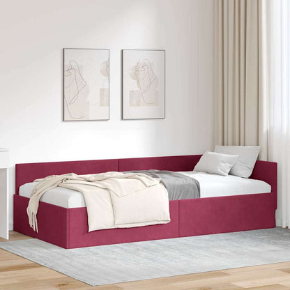 Hoekbedframe Wijnrood 80 cm x 200 cm Polyester en multiplex