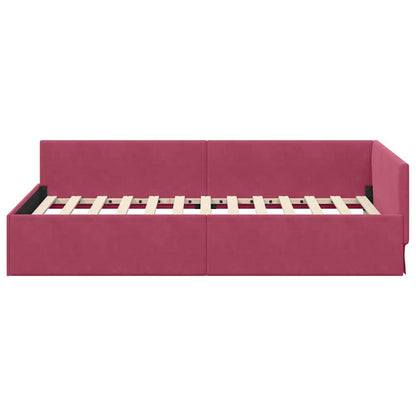 Hoekbedframe Wijnrood 80 cm x 200 cm Polyester en multiplex
