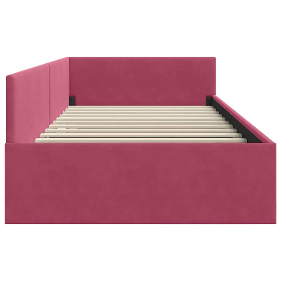 Hoekbedframe Wijnrood 80 cm x 200 cm Polyester en multiplex