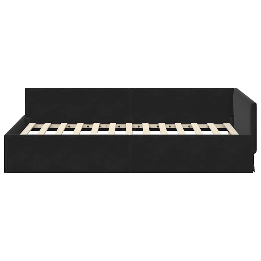 Hoekbedframe Zwart 80 cm x 200 cm Polyester en multiplex