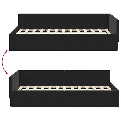 Hoekbedframe Zwart 80 cm x 200 cm Polyester en multiplex