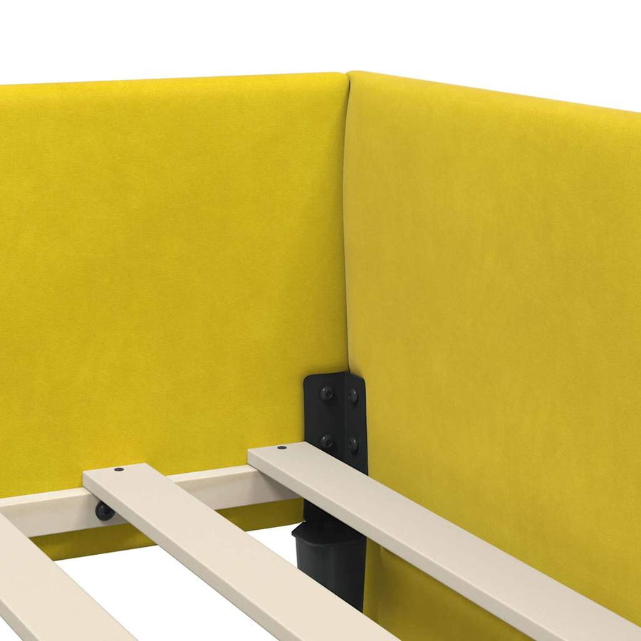 Hoekbedframe Geel 80 cm x 200 cm Polyester en multiplex