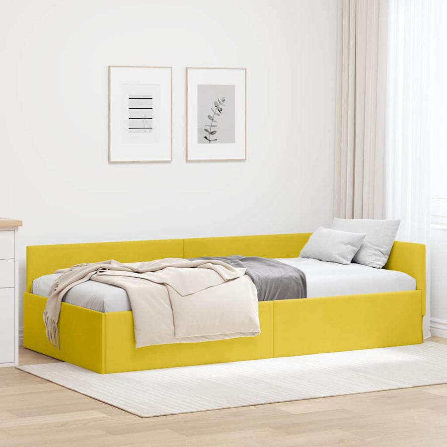 Hoekbedframe Geel 80 cm x 200 cm Polyester en multiplex