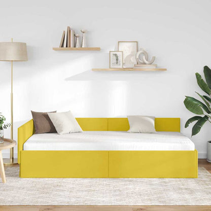 Hoekbedframe Geel 80 cm x 200 cm Polyester en multiplex