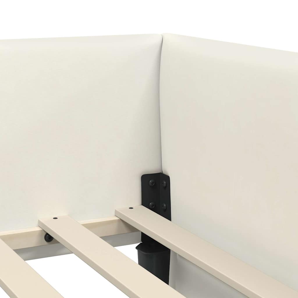 Hoekbedframe Crème 80 cm x 200 cm Polyester en multiplex